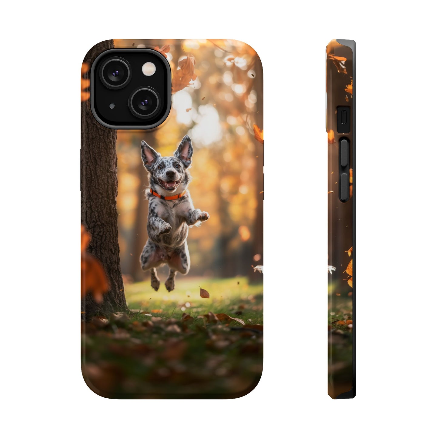 Energetic Blue Heeler Forest Pup MagSafe iPhone Case – Durable Outdoor-Inspired Design