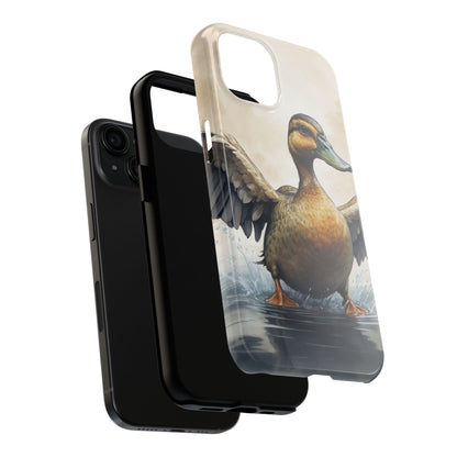 Graceful Duck in Watercolor Scene - iPhone Case