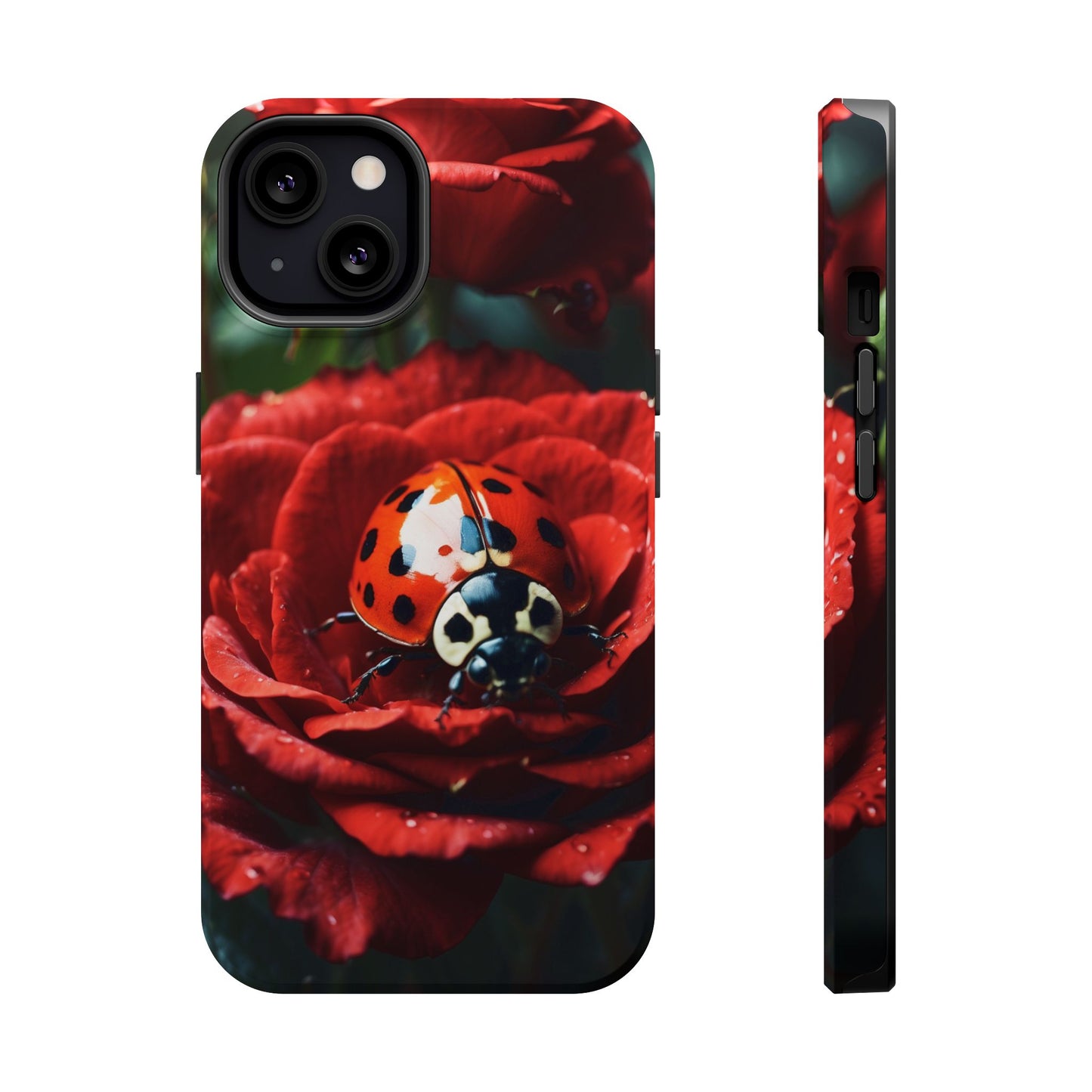 Elegant Rose & Ladybug Charm - MagSafe iPhone Case