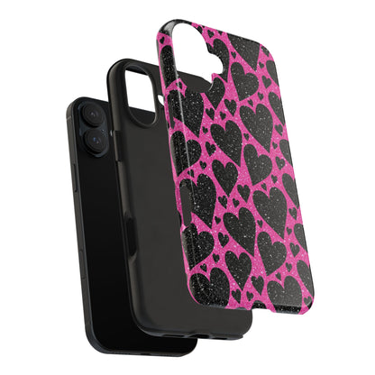 Pink Glitter Hearts iPhone Case