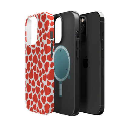 Playful White Hearts on Red MagSafe Case