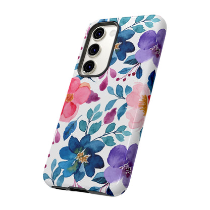 Mystic Bloom – Samsung Galaxy Case with Blue & Pink Watercolor Florals