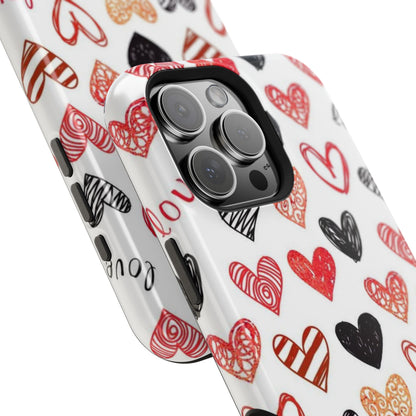 MagSafe Case: Hand-Drawn Hearts & Love