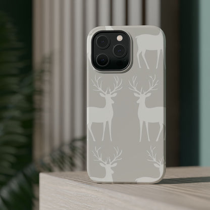 Elegant White Reindeer Pattern – MagSafe iPhone Series Case