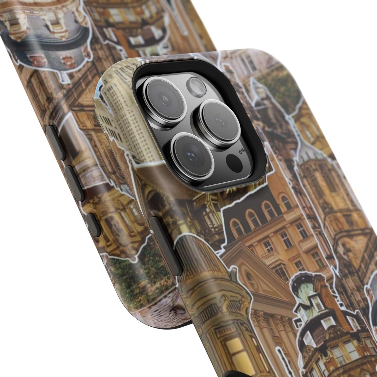 Vintage Architectural Collage MagSafe iPhone Case – Tough Dual-Layer Protection with Matte Finish