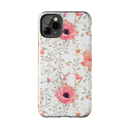 Pink Floral Watercolor iPhone Case – Feminine Poppy Blossom Design