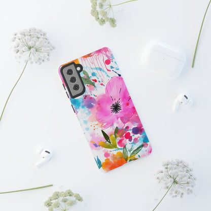 Color Splash Pink & Orange Watercolor Floral - Samsung Galaxy Case