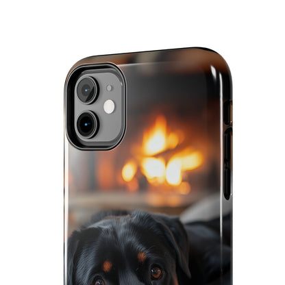 Warm Rottweiler by the Fireplace Samsung Galaxy Case – Rustic Charm for Dog Lovers