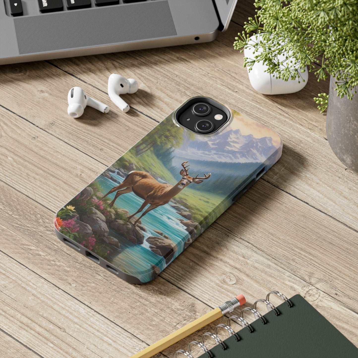 Alpine Serenity – Stag in Mountain Bliss iPhone Cases