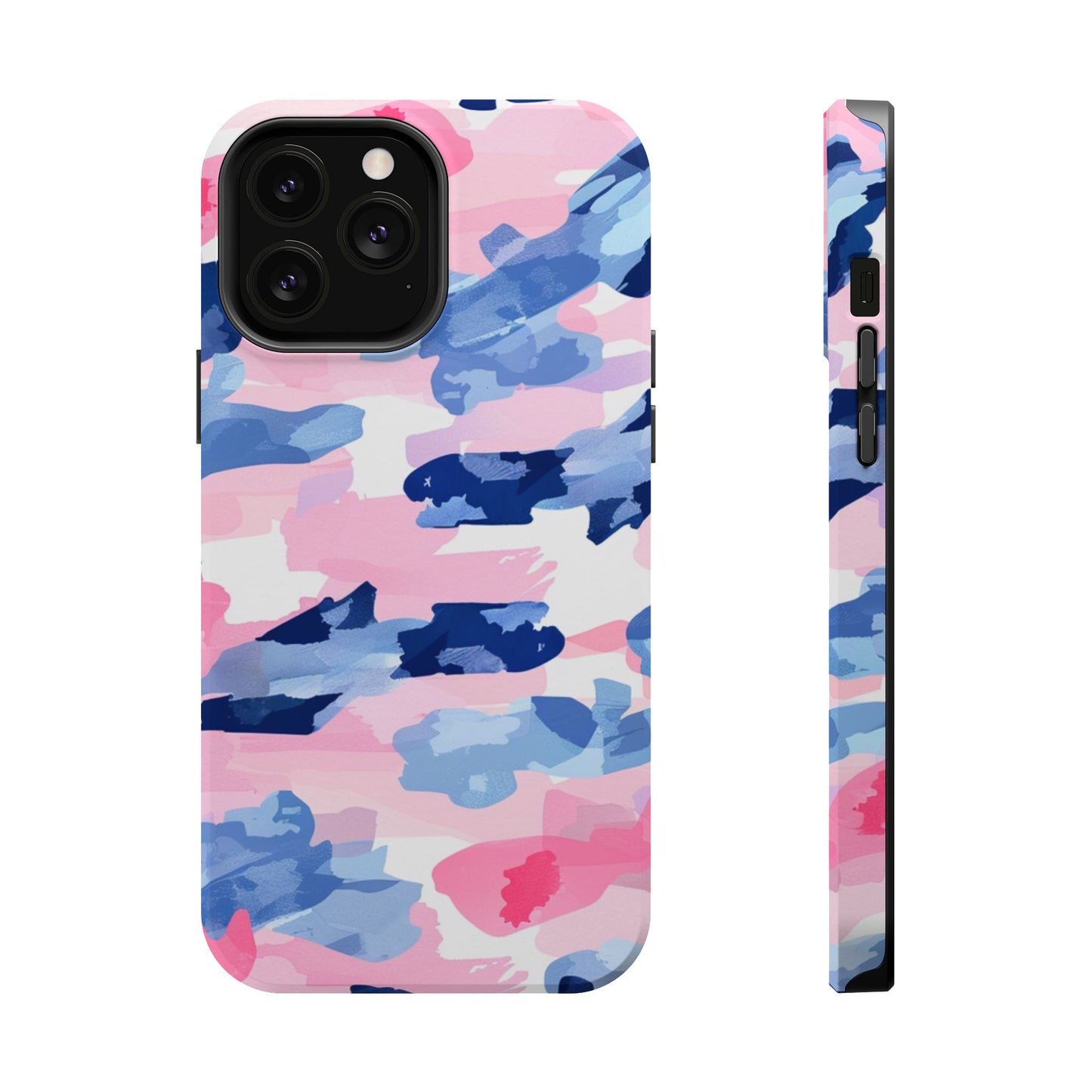 MagSafe Case: Dynamic Pink & Navy Brushstroke Art