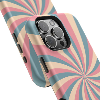 Vintage Pastel Swirl MagSafe iPhone Case – Dual-Layer Protection with 70s-Inspired Design