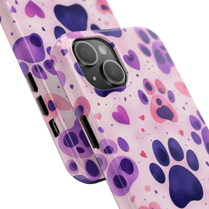 Purple Paw Print iPhone Case - Playful Pet Lover’s Protective Cover