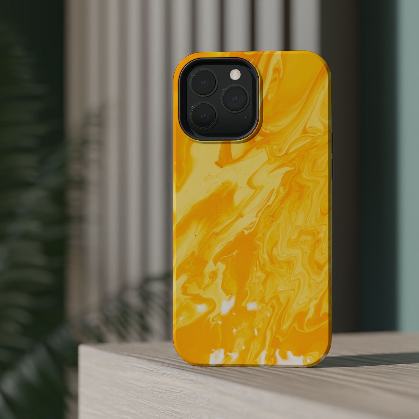 Luxe Yellow Marble MagSafe iPhone Case – Bold Golden Elegance with Magnetic Precision