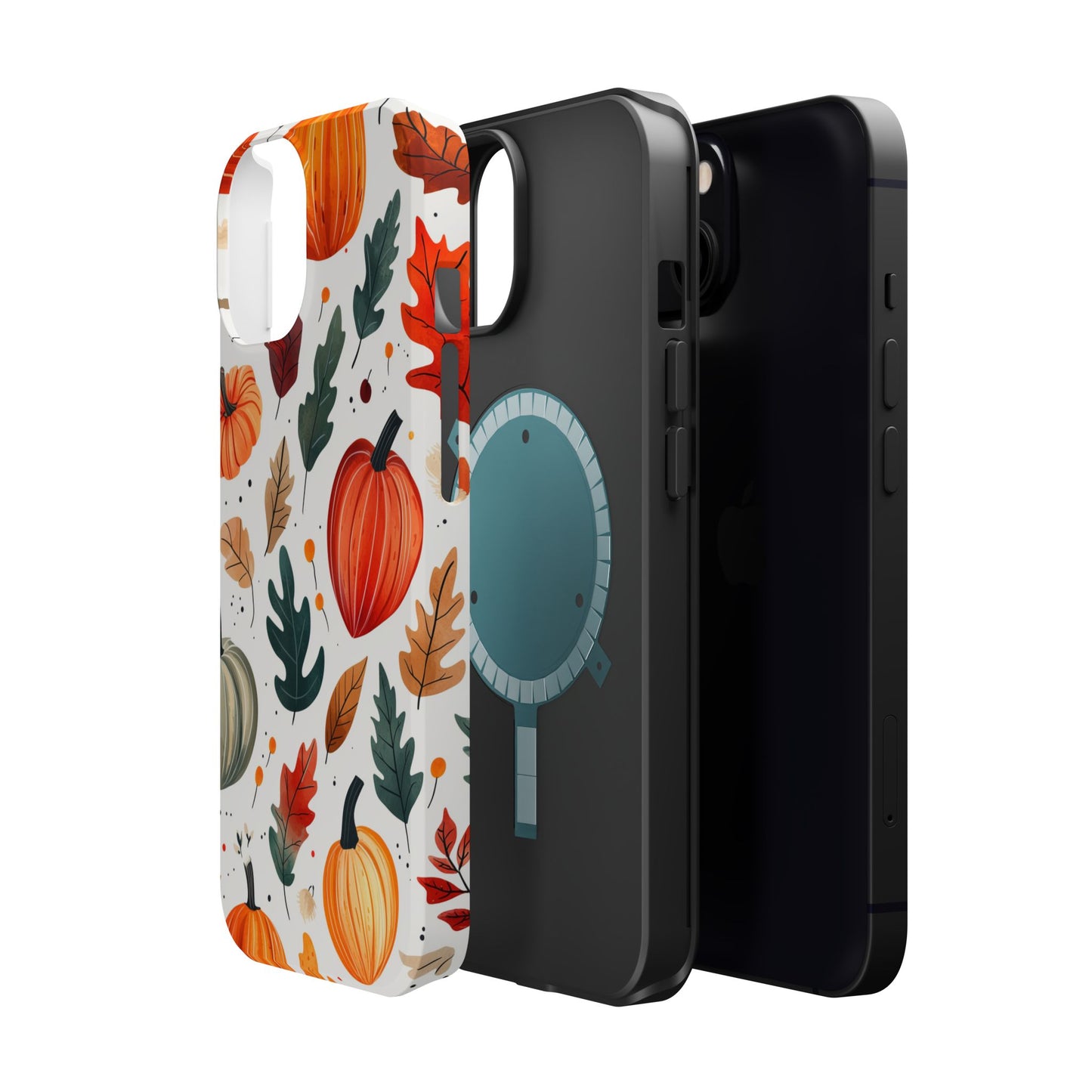 Autumn Harvest MagSafe iPhone Case - Pumpkin and Fall Leaf Design