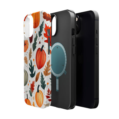 Autumn Harvest MagSafe iPhone Case - Pumpkin and Fall Leaf Design