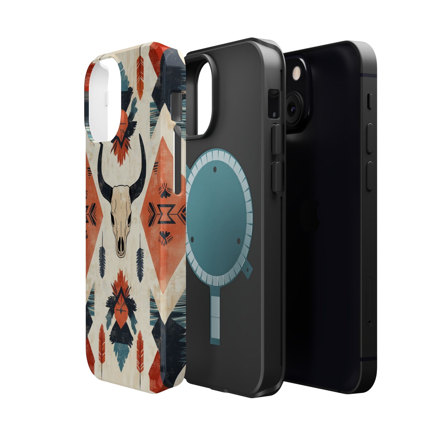 Southwestern Boho Skull Tough MagSafe iPhone Case – Durable Matte Finish, Dual-Layer Protection