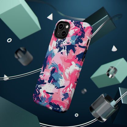 Vibrant Pink & Navy Abstract Splash – MagSafe iPhone Case