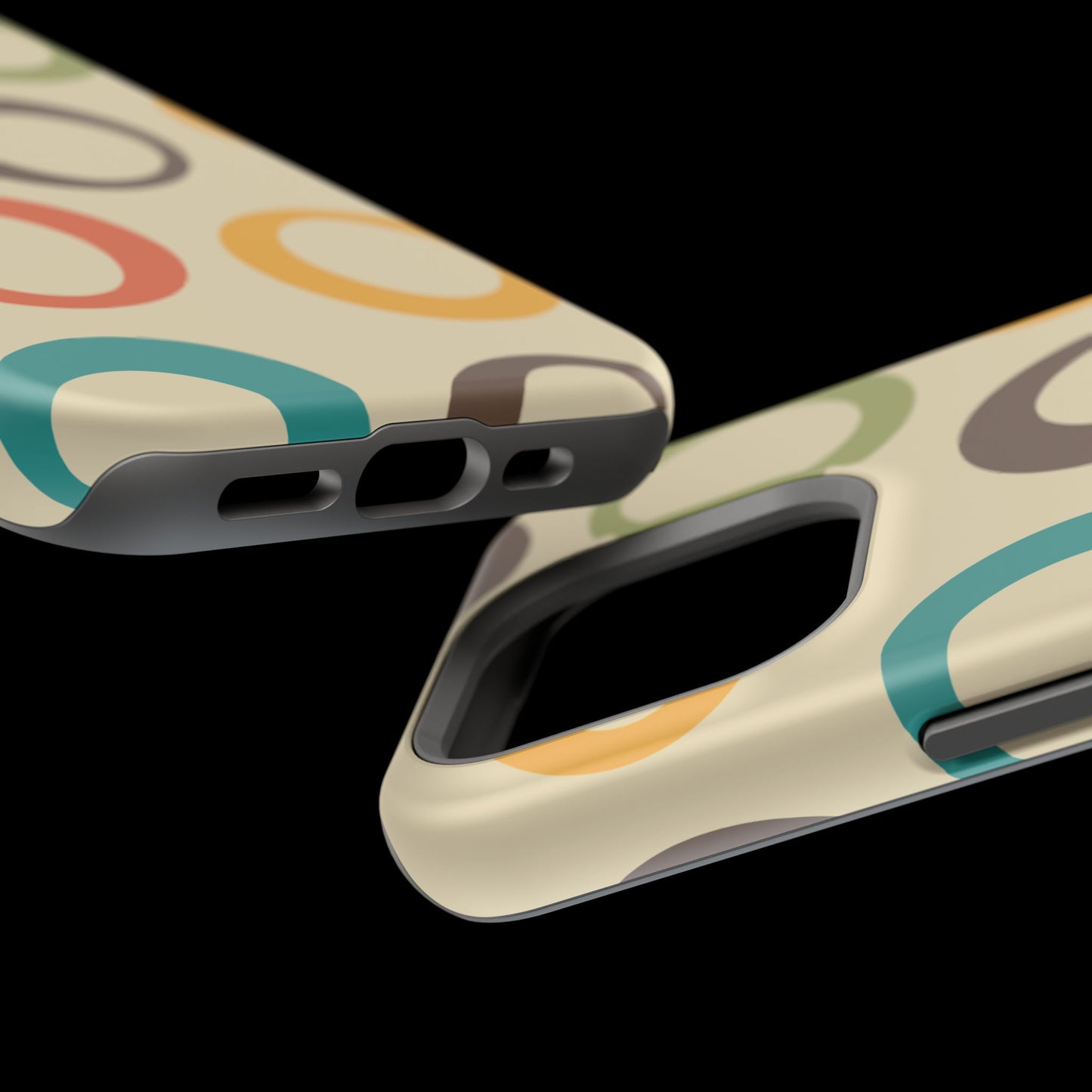Retro Colorful Rings MagSafe iPhone Case – Shockproof, Matte Finish, Dual-Layer Protection
