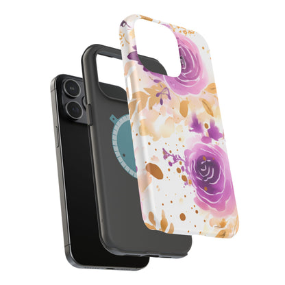 Soft Purple & Gold Floral Splash - MagSafe iPhone Series Case