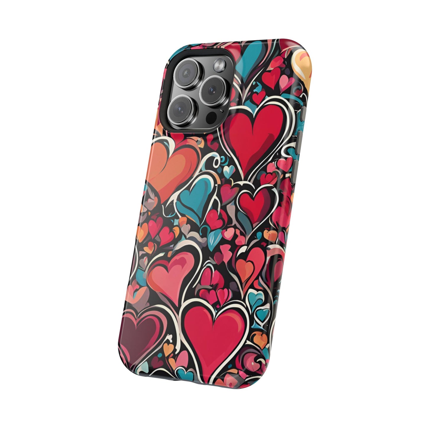 Vibrant Multicolor Heart Art – MagSafe-Compatible iPhone Case