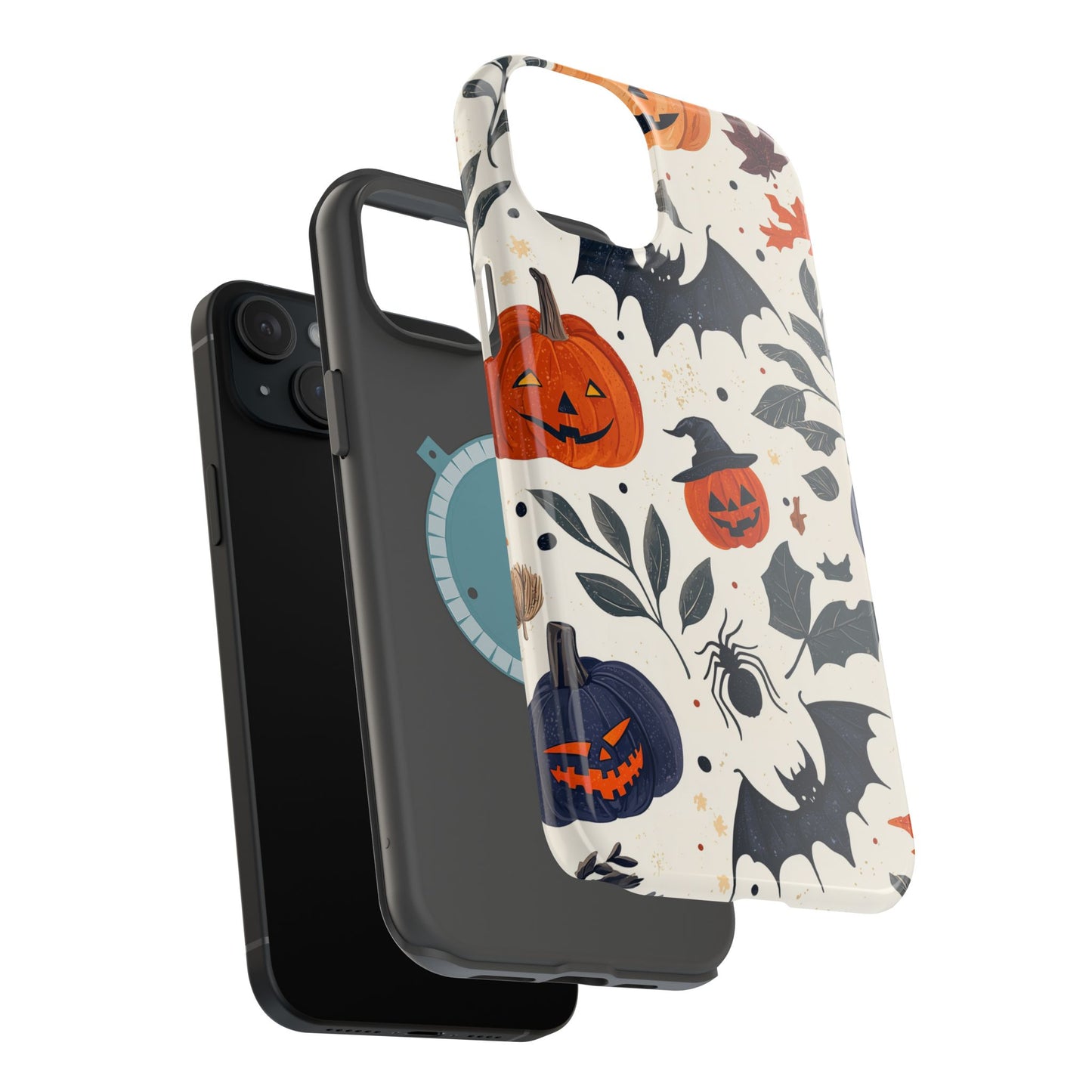 Spooky Halloween MagSafe iPhone Case – Pumpkins, Bats, and Spider Design