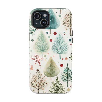 Watercolor Winter Trees MagSafe iPhone Case – Nature-Inspired, Holiday Theme Protective Cover