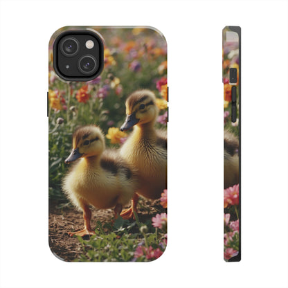 Charming Ducklings in Floral Garden - iPhone Case