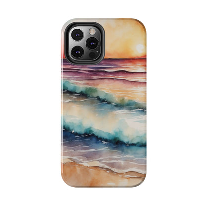 Sunset Waves iPhone Case – Vibrant Watercolor Design