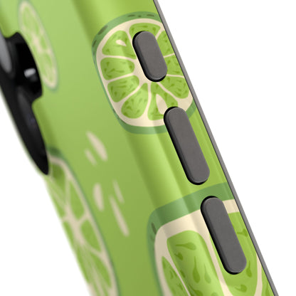 Zesty Lime Splash Tough MagSafe iPhone Case – Fresh Citrus Design, Dual-Layer Protection