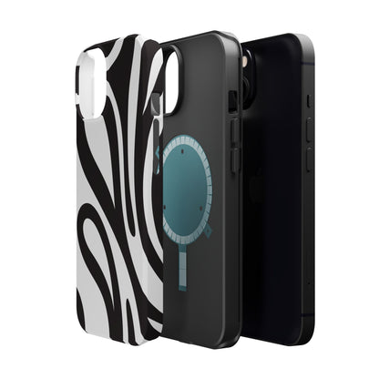 Modern Black and White Abstract Tough MagSafe iPhone Case – Bold Graphic Pattern with Dual-Layer Protection