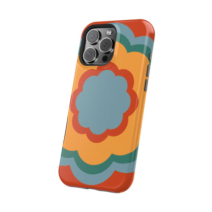 Retro Flower Power MagSafe iPhone Case – Bold 70s-Inspired Design with Dual-Layer Protection