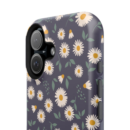 Midnight Daisy MagSafe iPhone Case – Dark Navy Floral Design, Slim and Protective