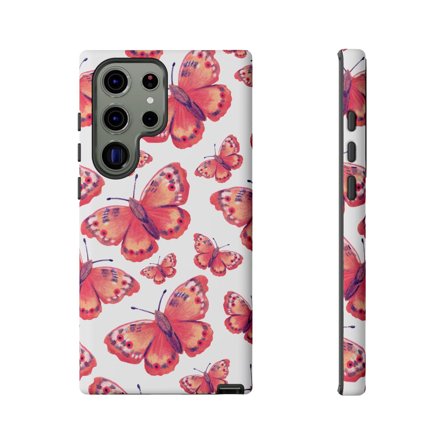 Coral Butterfly Samsung Galaxy Case – Slim, Protective Design with Bold Watercolor Print