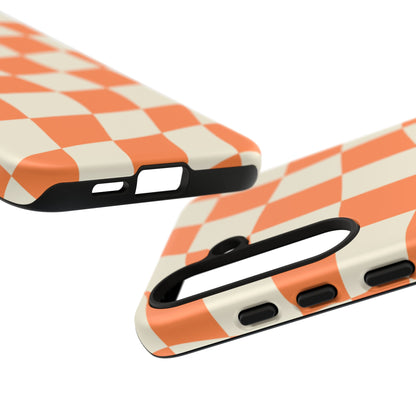 Wavy Retro Checkerboard Samsung Galaxy Case – Shockproof, Matte Finish, Dual-Layer Protection