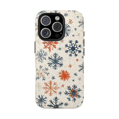 Rustic Orange and Blue Snowflake Pattern – iPhone Series Case