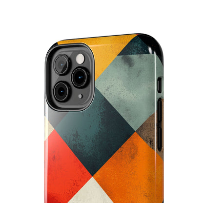 Geometric Retro iPhone  Case - Colorful Checkered Protective Cover