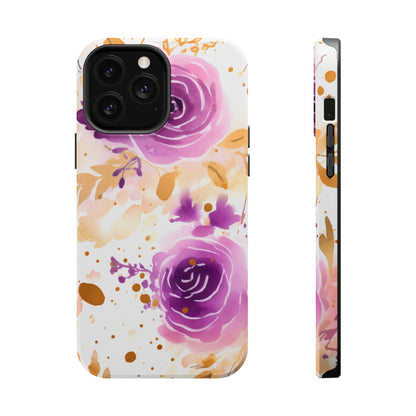 Soft Purple & Gold Floral Splash - MagSafe iPhone Series Case