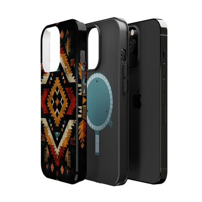 Southwestern Tribal Diamond Tough MagSafe iPhone Case – Bold Geometric Pattern, Dual-Layer Protection