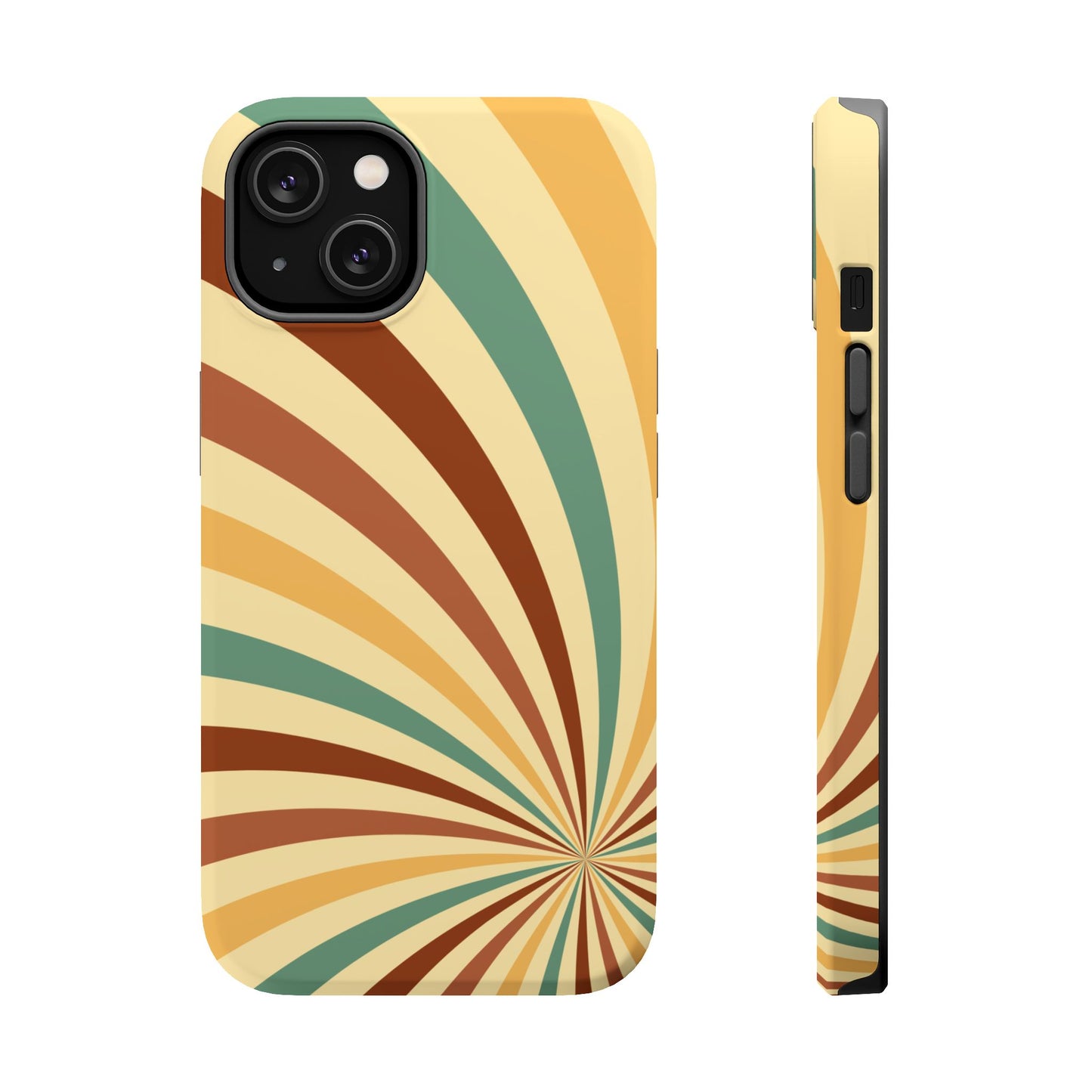 Earthy Retro Swirl MagSafe iPhone Case – Dual-Layer Protection with 70s-Inspired Earth Tones