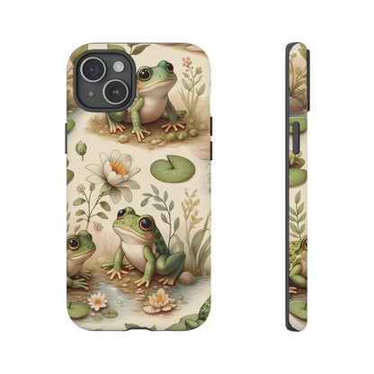 Cute Frogs Phone Case - Pond Pals Frolic - Charming Frog Lily Pad Phone Case for iPhone, Google & Samsung! Great Gift For Any Frog Lover!