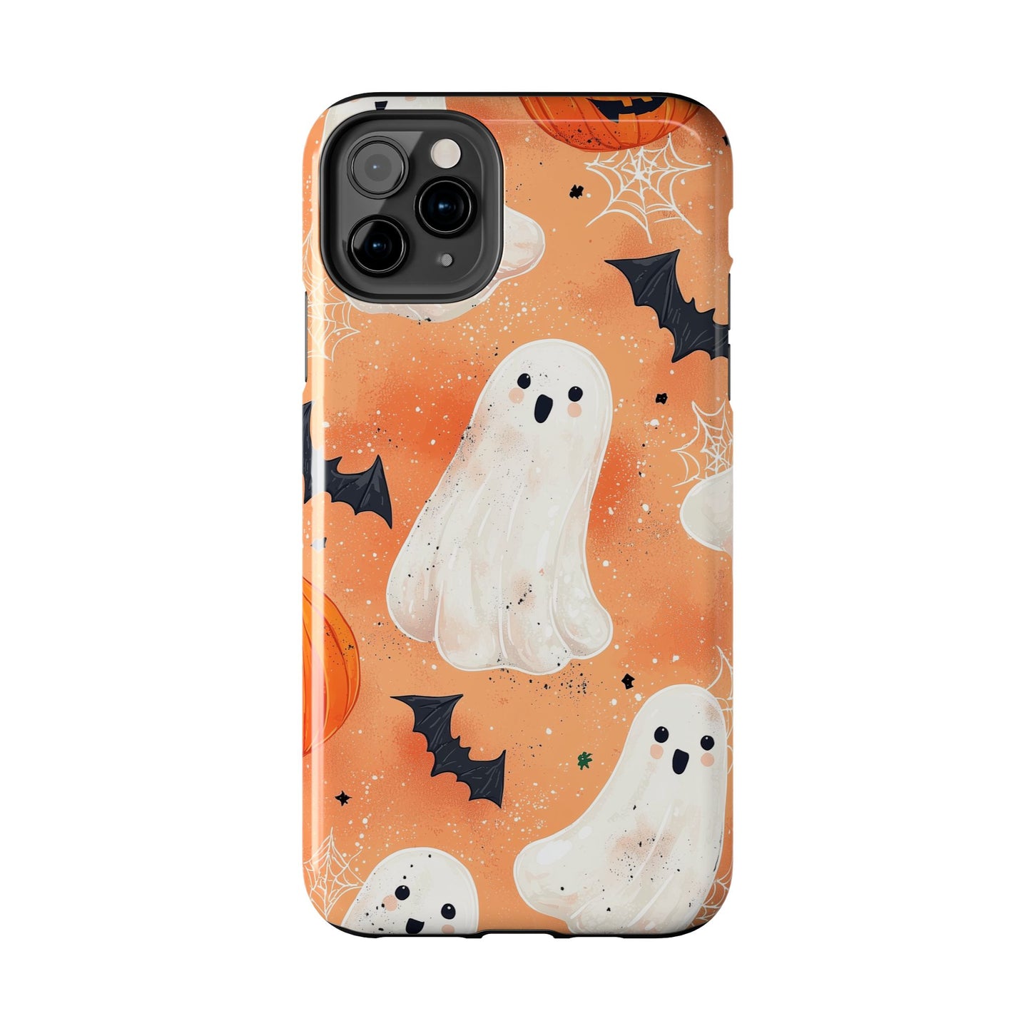 Spooky Cute Ghost iPhone Case – Halloween Ghosts, Pumpkins, Bats & Cobwebs Design