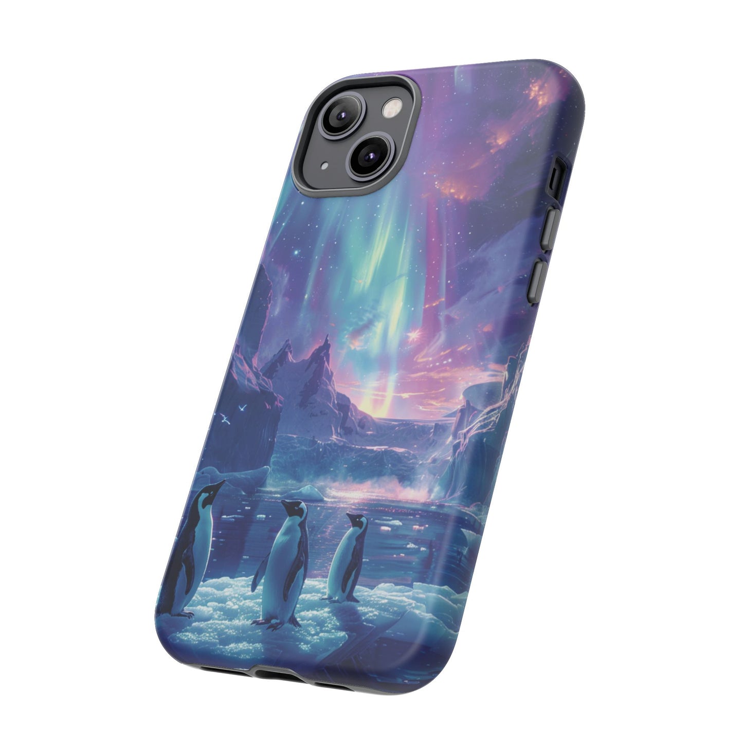 Penguin Parade Northern Lights iPhone Case