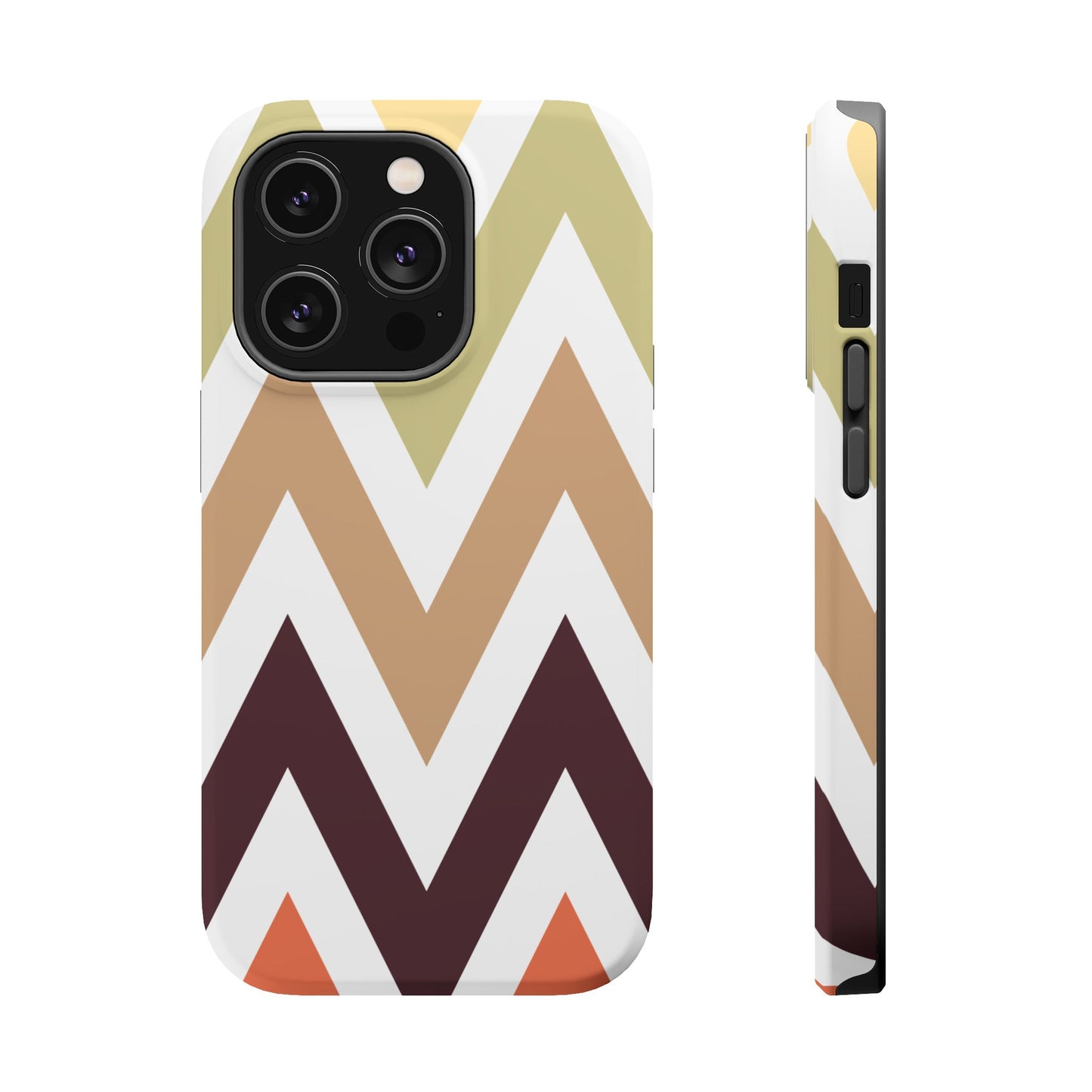 Earthy Chevron MagSafe iPhone Case – Boho-Inspired Design with Dual-Layer Protection