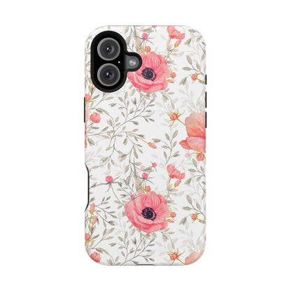 Pink Floral Watercolor MagSafe iPhone Case – Elegant Blossom Design with Magnetic Compatibility