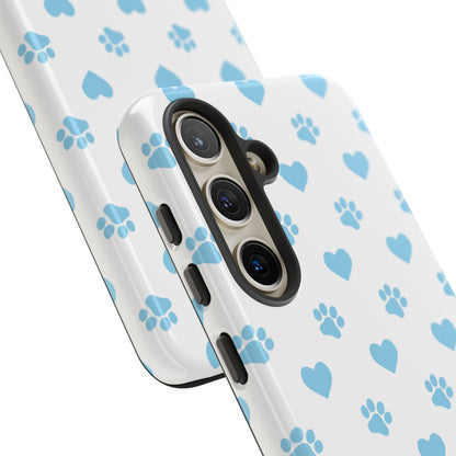 Blue Paw Prints & Hearts – Samsung Galaxy Case for Pet Lovers