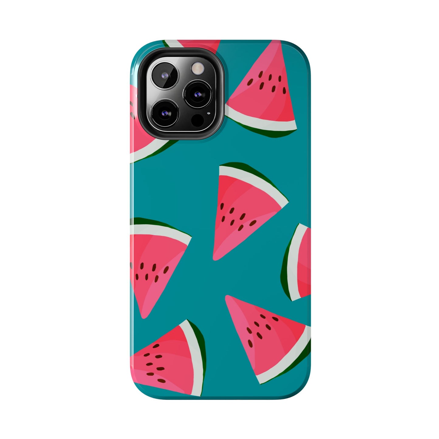 Watermelon Bliss iPhone Case – Vibrant Summer Fruit Design on Teal Background