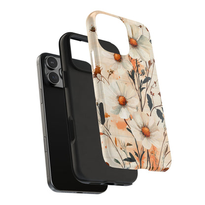 Pastel Orange Floral iPhone Case - Elegant Plaid Protective Cover