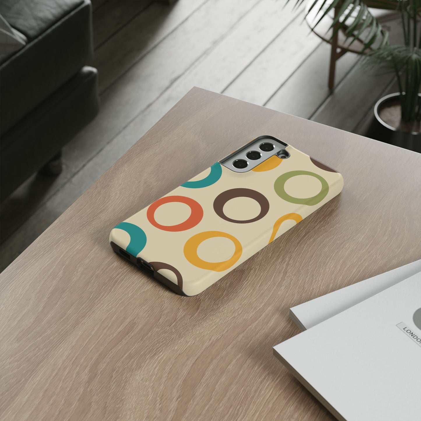 Retro Colorful Rings Samsung Galaxy Case – Shockproof, Matte Finish, Dual-Layer Protection