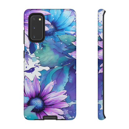 Purple & Teal Watercolor Floral Samsung Galaxy Case - Artistic Flower Design