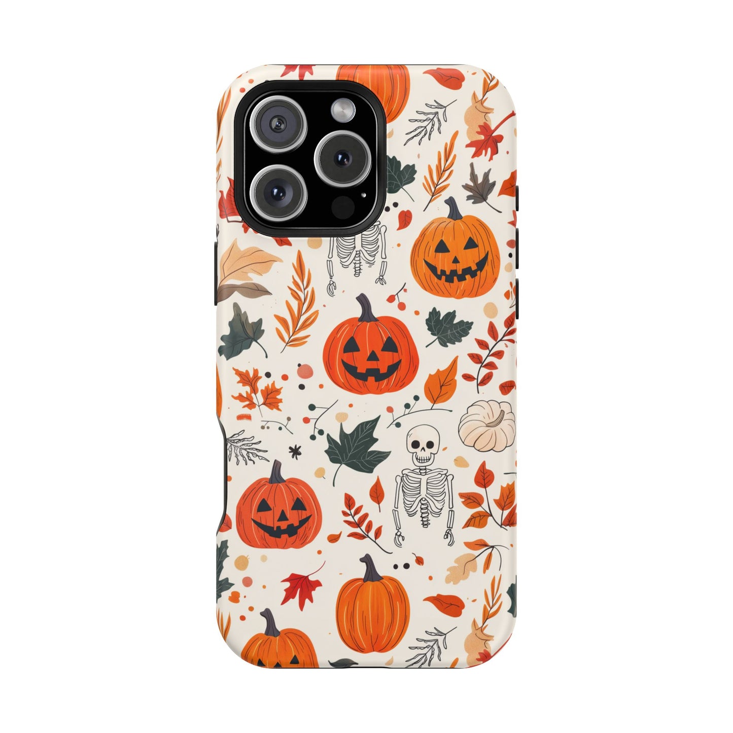 Halloween Pumpkin & Skeleton MagSafe iPhone Case – Spooky Autumn Design